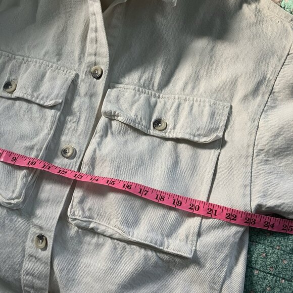 Zara Shacket Womens M/L Oversized Denim Layering Transitional Tan Neutral - Picture 8 of 10